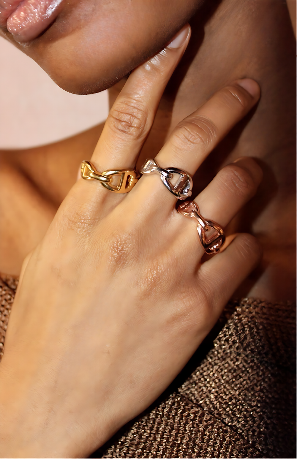 Hand Made Alternate Horsebit Link Ring — MVM Florence Italy